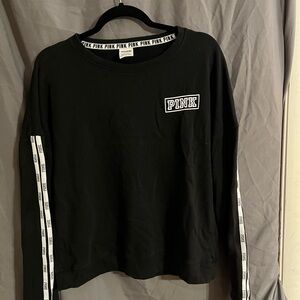 Victoria Secret Pink sweat shirt, black and white, excellent condition.